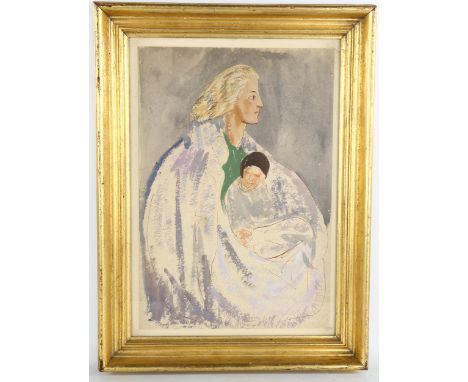 Edna Clarke Hall (1879 - 1979), portrait of woman and child, 39cm x 26cm, framedGood condition 