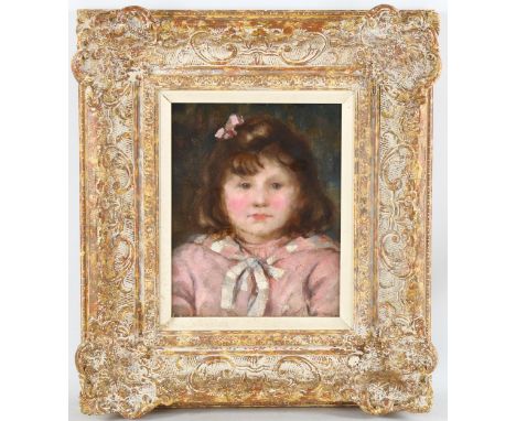 Mid-20th century portrait of a girl, oil on board, unsigned, 24cm x 19cm, framedGood condition 
