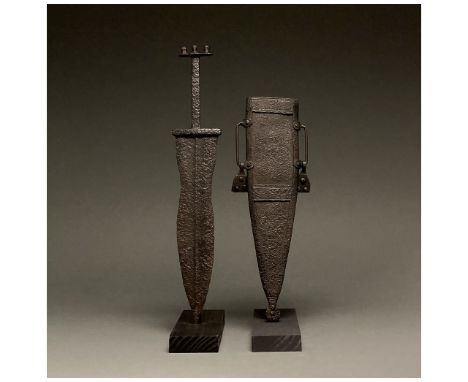 C. 100 AD, Roman. An iron pugio, or squat triangular dagger with prominent midrib and narrow, flat guard and an integral hand