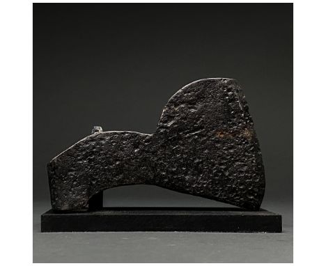 c. 900-1100 AD. Viking age. An iron axe head comprising a short, curved blade, topped by a rounded bulge - to provide extra w