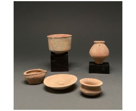 C. 3rd millennium BC. Ancient Central Asia, Indus Valley. A collection of five Indus valley ceramic vessels including (front,