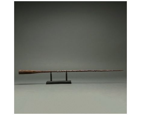 C. 100-300 AD. Roman. A large socketed iron pilum spear head with a pyramidal blade and twisted neck. Pila were a key part of