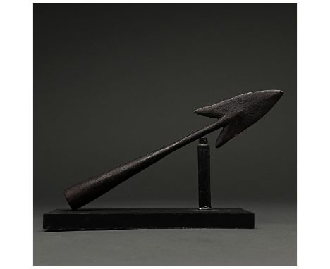C. 100-300 AD. Roman. An iron pilum spear head with a barbed, triangular blade, and a long, narrow neck, and a robust flaring
