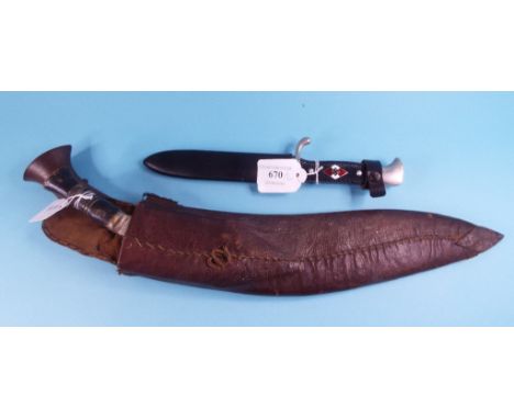 A Hitler Youth style knife, RZM M7/2 1937, and scabbard, and a Kukri (2)