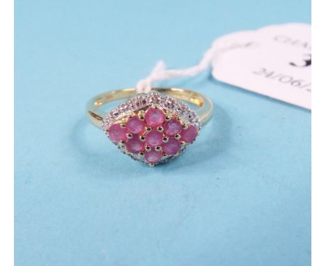 A 9ct gold, ruby and diamond ring