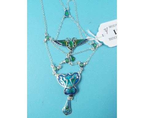 Two silver and enamel necklaces