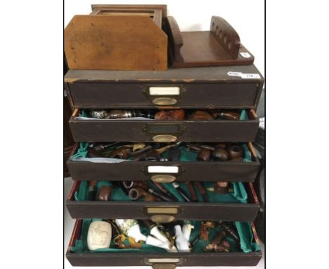 A collection of treen, clay and other pipes, a pipe stand and related items (qty)