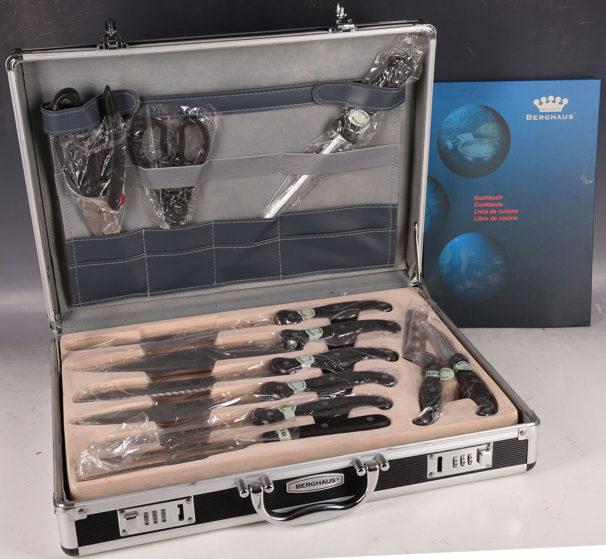 A cased set of Berghaus chef's knives.