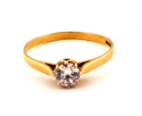 A 9ct Gold white stone solitaire ring, size O