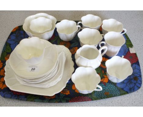 A Shelley white glazed tea set, Reg No. 272101