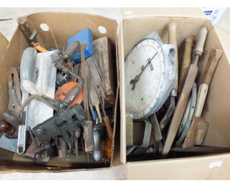 Five boxes of various tools etc
