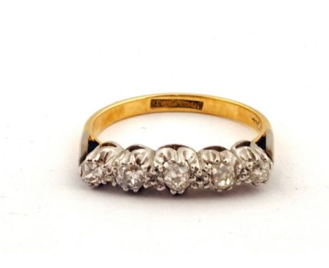 An 18ct Gold five stone Diamond ring, size I