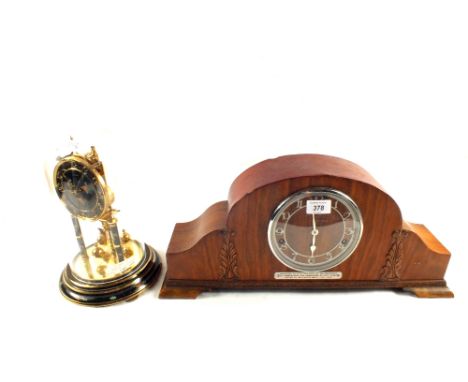 A Walnut Westminster chime mantel clock and a dome clock