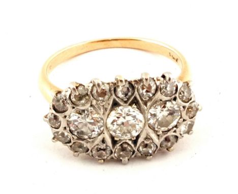 A gold Diamond cluster ring, size K