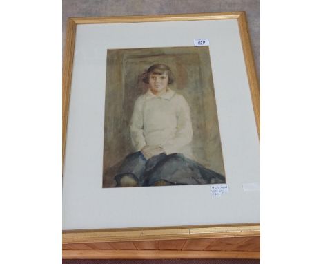 Signed watercolour, portrait of a seated girl, c1920's, 14" x 10"