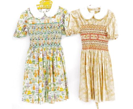 Various hand smocked children's dresses, ages 4 and 5, by Daisy Chain, Liberty print and other fabrics (7) ( Daisy Chain was 