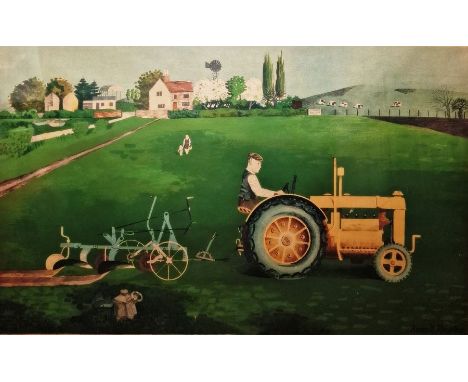 After Kenneth Rowntree (1915-1997)Lithograph'Tractor in Landscape', 1945, colour lithograph published by School Prints Ltd. (