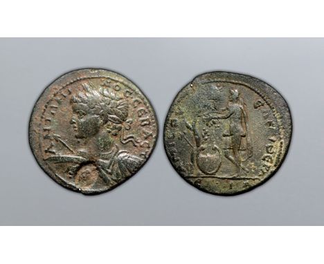 Caracalla Æ33 of Amisus, Pontus. Year 241 = AD 209/10. ????????C C???C?, laureate and cuirassed bust left, holding spear and 