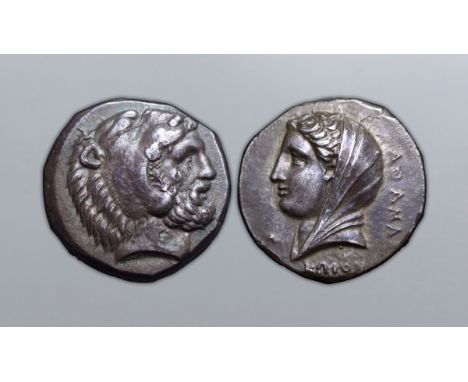 Islands off Karia, Kos AR Tetradrachm. Athamas, magistrate, circa 345-340 BC. Head of bearded Herakles (with features of Maus