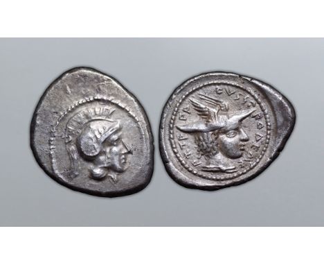 Dynasts of Lycia, Vekhssere II and Ddimi AR Stater. Patara, circa 400-390 BC. Head of Athena right, wearing decorated Attic c