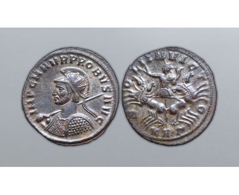 Probus Æ Antoninianus. Serdica, AD 276-282. IMP C M AVR PROBVS AVG, radiate, helmeted and cuirassed bust left, holding spear 