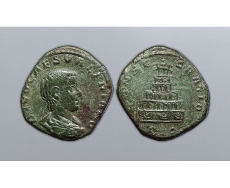 Divus Valerian II Æ Sestertius. Rome, circa AD 258. Consecration issue, struck under Valerian I and Gallienus. DIVO CAES VALE