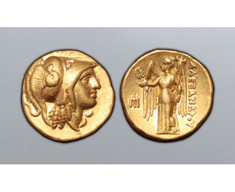 Kingdom of Macedon, Alexander III 'the Great' AV Stater. Sidon, circa 333-305 BC. Head of Athena right, wearing triple-creste