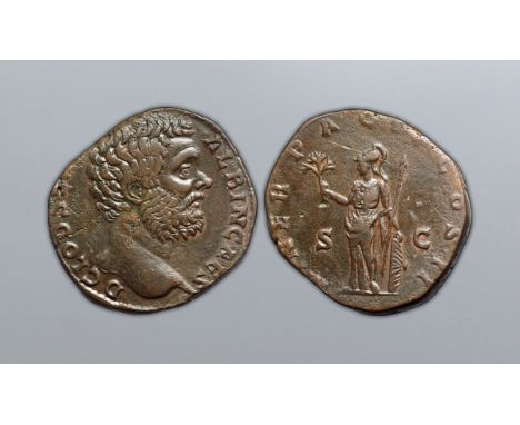 Clodius Albinus, as Caesar, Æ Sestertius. Rome, AD 194-195. D CLOD SEPT ALBIN CAES, bare head of Clodius Albinus right / MINE