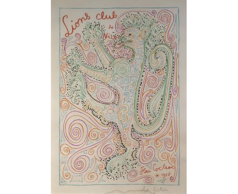 JEAN COCTEAU (FRENCH 1889-1963) LIONS CLUB 1958 Lithograph, signed lower left, numbered 149/150 in pencil, 63.5 x 44.5cm (25 