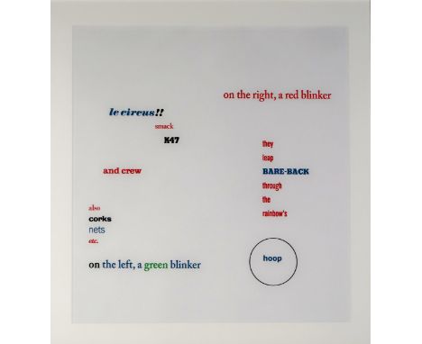 IAN HAMILTON FINLAY (SCOTTISH 1925-2006) POSTER POEM (LE CIRCUS) 1964 Lithograph, 40 x 37cm (15.75 x 14.5") Condition Report:
