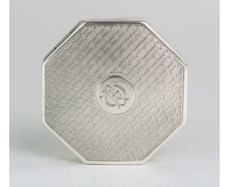 A GEORGE V SILVER TRINKET BOX by E J Trevitt &amp; Sons, Chester 1927, of hexagonal form, with engine turned decoration surro