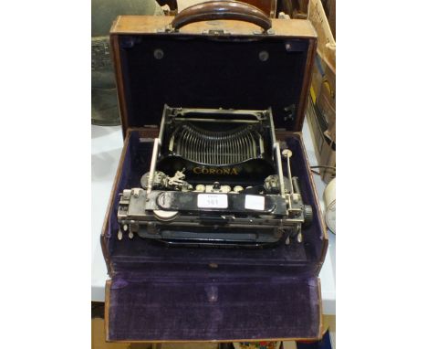 A Corona No.3 typewriter in leather case, (case af).