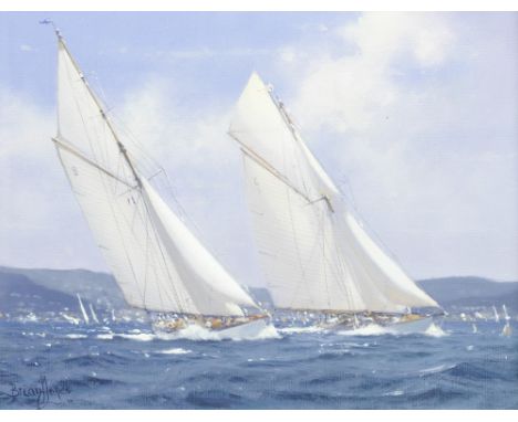 Brian J. Jones RSMA (British, born 1945)'Mariquita, Moonbeam, St Tropez'; 'The Lady Anne and Tuiga, Cowes', a pair both signe