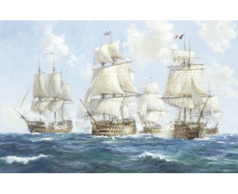 Barry Mason (British, born 1947)The Glorious First of June, 1794 signed 'Barry Mason' (lower left)oil on canvas&nbsp;49 x 74c