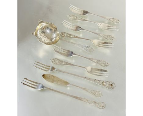 A composite set of Franis Howard Edinburgh 1960s flatware to include a pick fork L x 18.5cm, six pastry forks L x 13cm, tea s