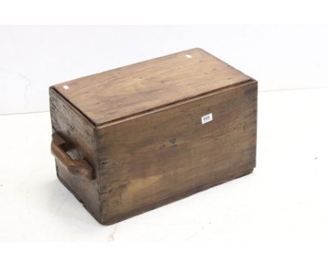 Early 20th century Waxed Pine Tool Box with lift off lid, 70cms long x 36cms high 