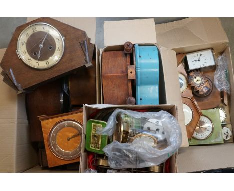 A collection of vintage clocks and clock parts to include Mantle and anniversary clocks. 