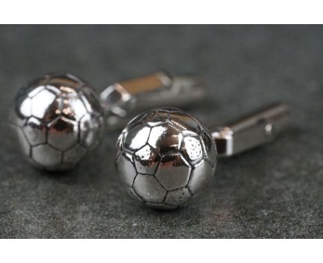 Pair of silver football cufflinks 