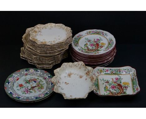 A box of mixed ceramics to include Copeland Spode plates retailed by Waring &amp; Gillows, Doulton Burslem dish and plates an