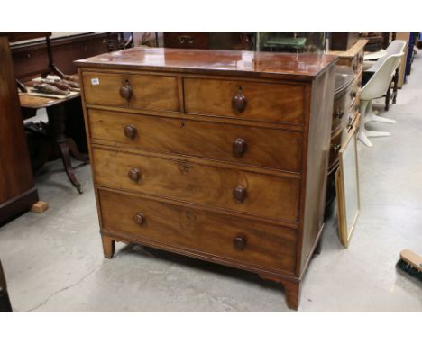 Early 19th century Mahogany and Crossbanded Chest of Two Short over Three Long Drawers with ebony string inlay, raised on bra