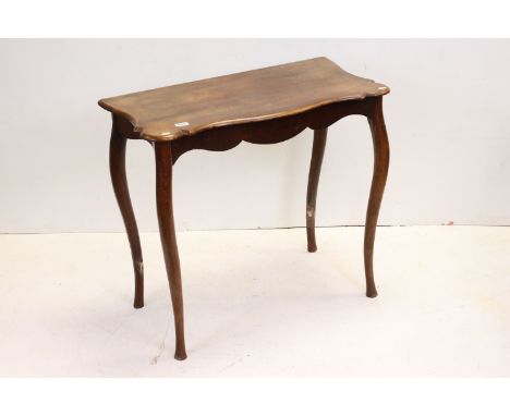 Mahogany Side Table with serpentine shaped top and raised on front cabriole legs, 87cms long x 77cms high&nbsp;together with 