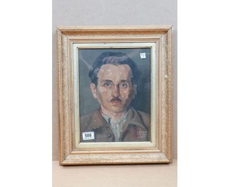 Oil painting on canvas, portrait of a military man, dated 1947 