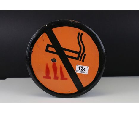 Original Russian Enamel Circular Pictorial No Smoking Sign, 25cms diameter 