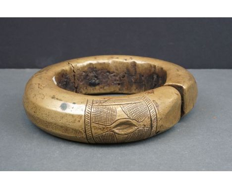 A heavy brass Congo slave collar necklace, worn by the first wife of the chief, this example weighs approx 4kg. 