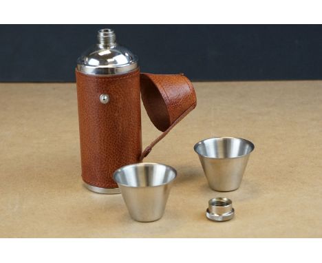 Cased spirit flask with two cups 