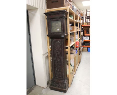 18th century Oak 30 hour Longcase Clock, the 10 1/4 inch square brass dial with Roman numerals, date aperture signed ' Thos. 