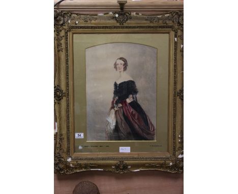 19th century English School, Mixed Media Three Quarter Length Portrait of Mrs Horatio Nelson Goddard (Anne Le Mesurier) by El