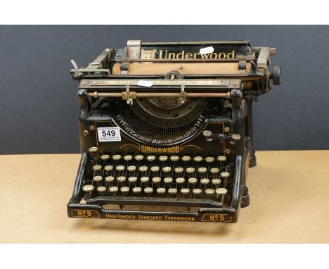 An antique Underwood Standard No 5 Vintage Typewriter. 