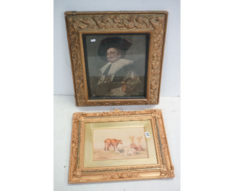 Thomas Sidney Cooper RA (1803 -1902) Watercolour of Cattle, signed lower right and dated 1876, 30cms x 21cms, ornate framed a