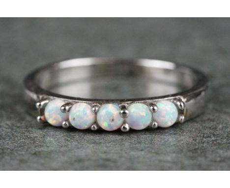 Siver and five stone opal ring 